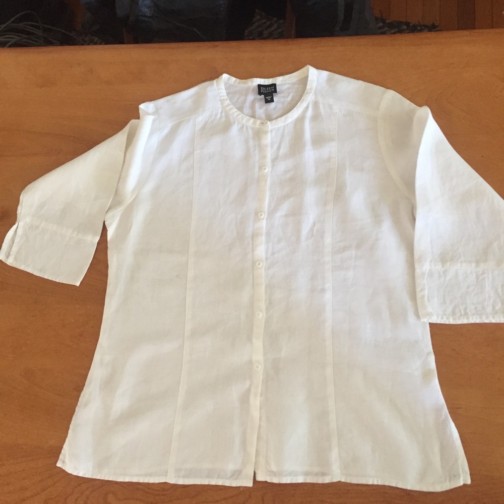 🚫SOLD🚫Eileen Fisher 3/4 sleeve linen button u